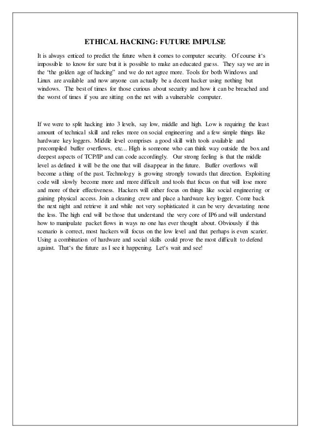 Term paper on ethical hacking