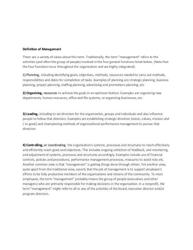 Management planning term paper