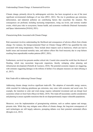 Comprehensive Risk Assessment and Solutions for Climate Change ...