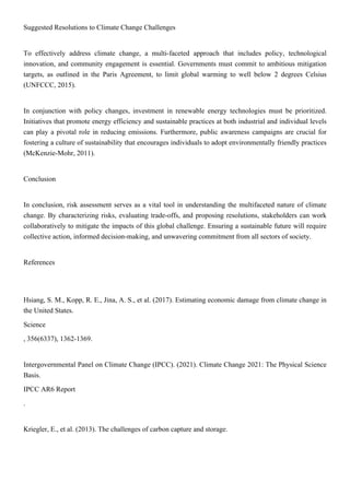 Comprehensive Risk Assessment and Solutions for Climate Change ...