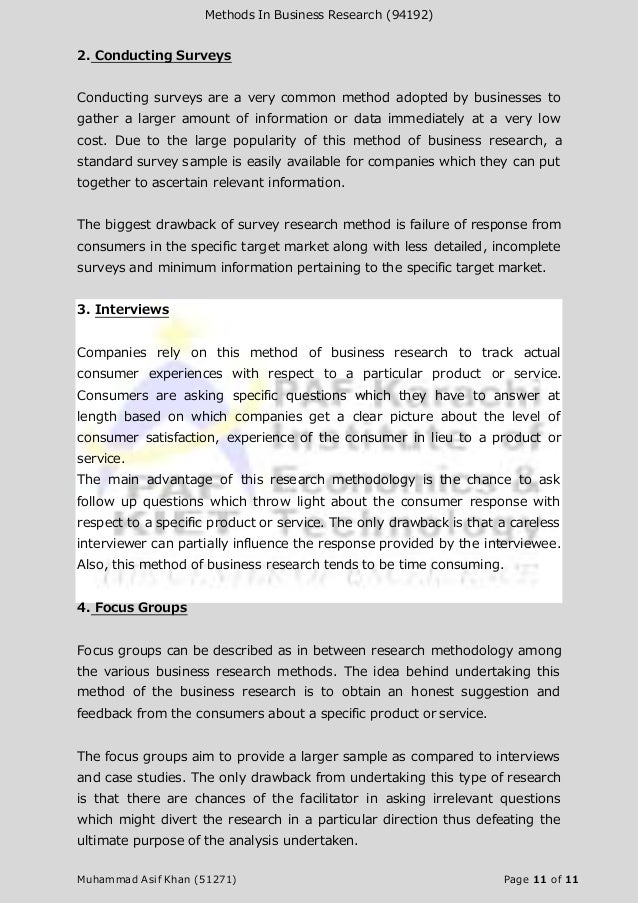 Application of Research in Business