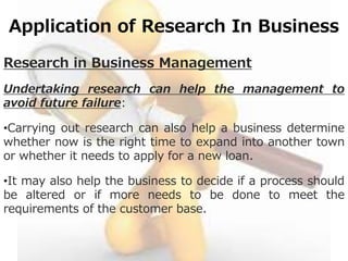 Application of Research in Business | PPTX