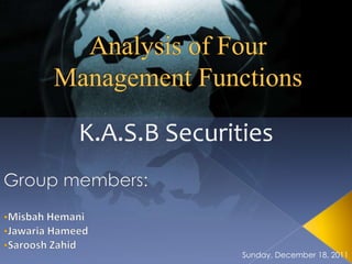 K.A.S.B Securities



               Sunday, December 18, 2011
 