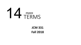 TERMS
JCM 331
Fall 2018
14 more
 