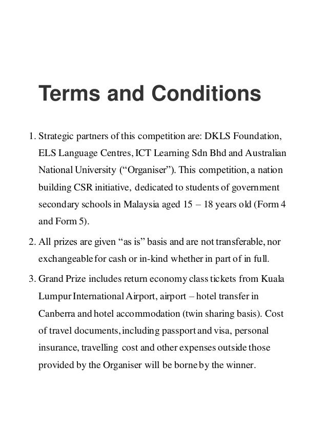 Terms and conditions