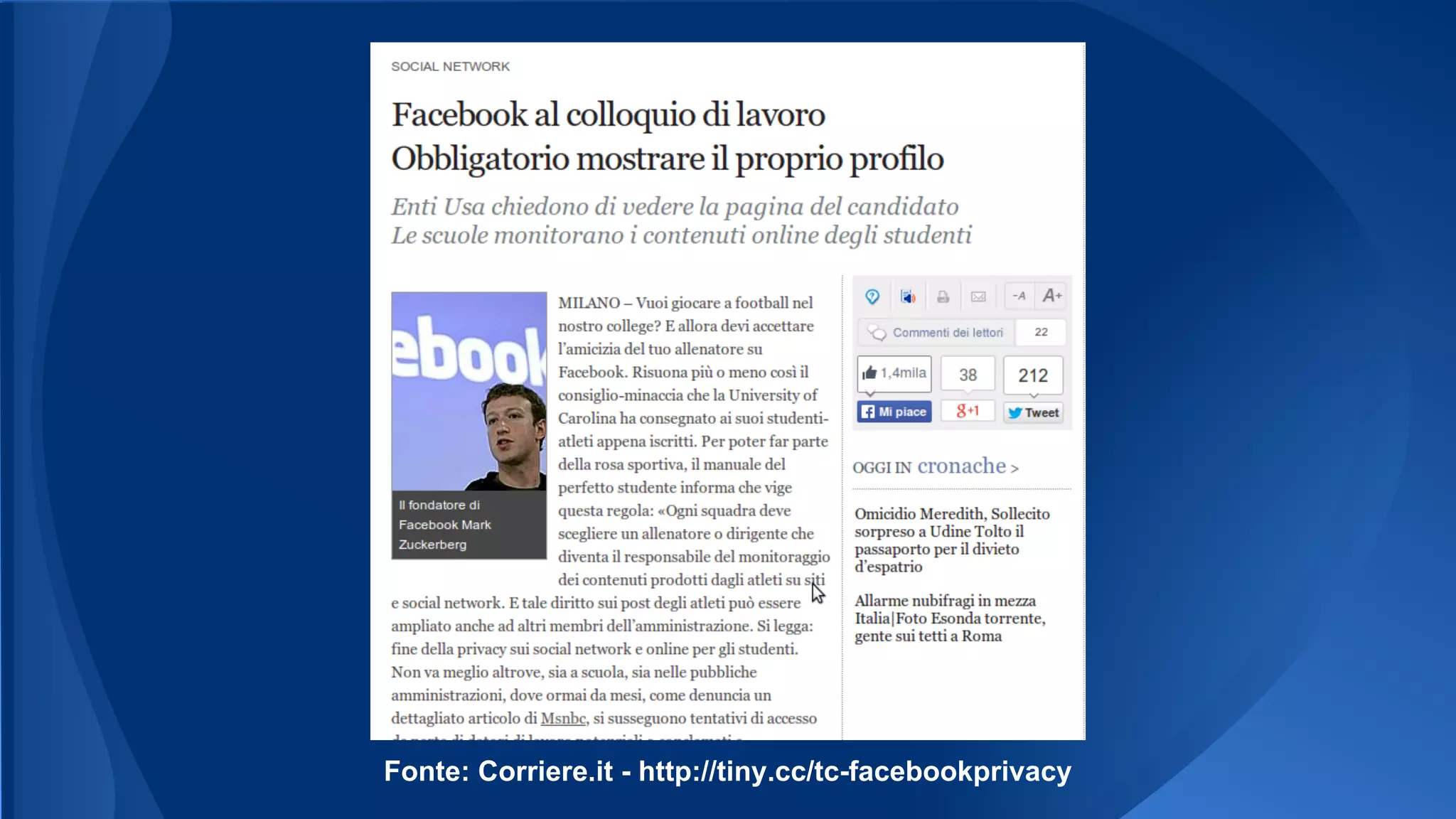 Fonte: Corriere.it - http://tiny.cc/tc-facebookprivacy