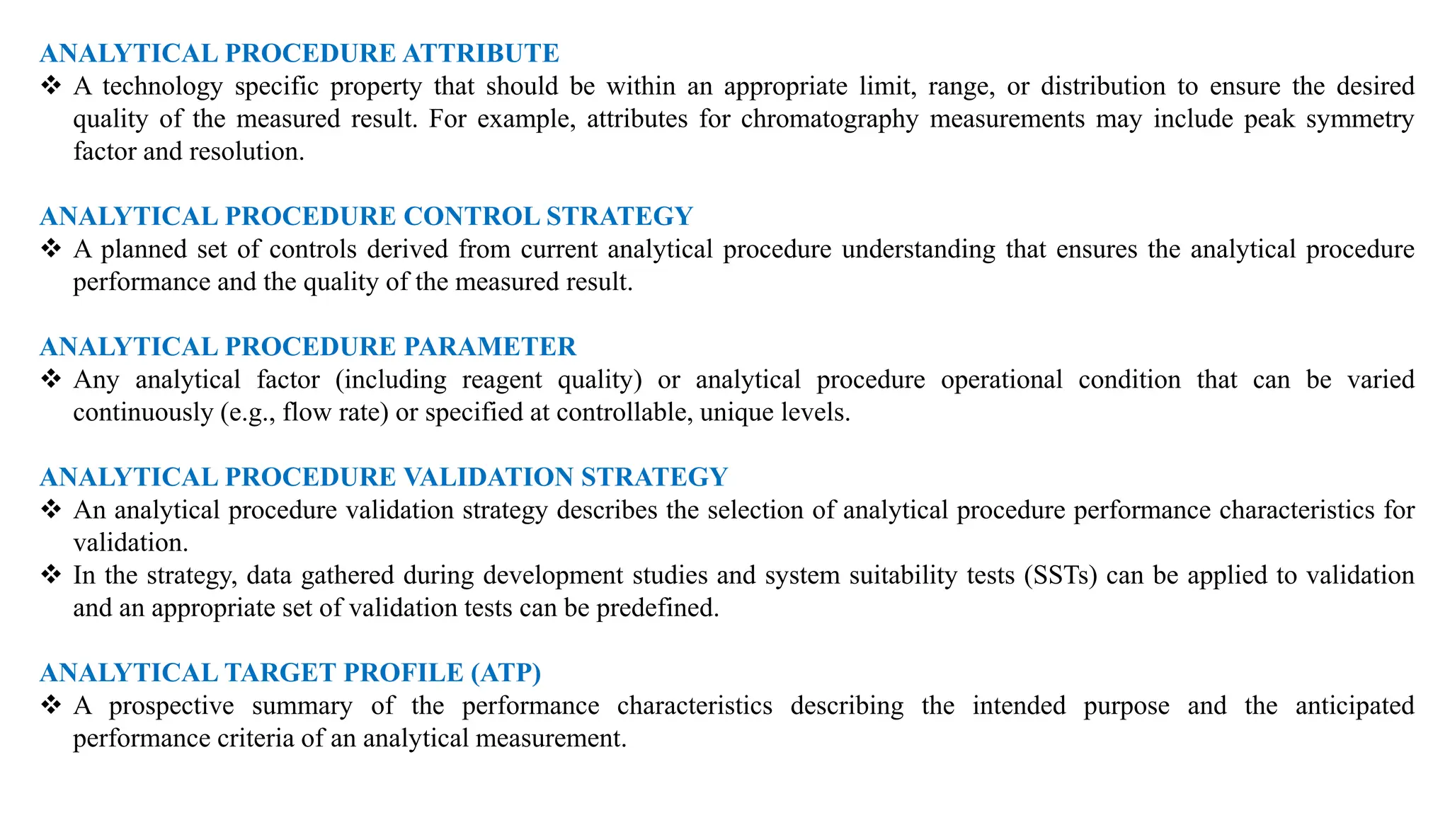 VALIDATION OF ANALYTICAL PROCEDURES Q2(R2) and Q14 - Terms and ...