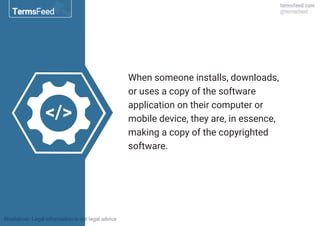 When someone installs, downloads,
or uses a copy of the software
application on their computer or
mobile device, they are, in essence,
making a copy of the copyrighted
software.
</>
 