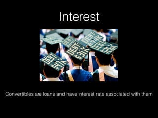 Interest
Convertibles are loans and have interest rate associated with them
 