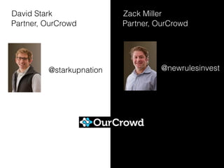 David Stark
Partner, OurCrowd
@starkupnation
Zack Miller
Partner, OurCrowd
@newrulesinvest
 