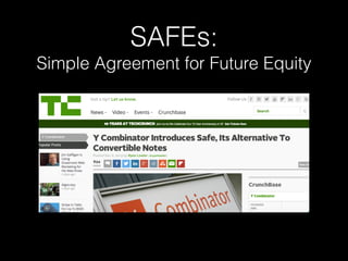 SAFEs:
Simple Agreement for Future Equity
 
