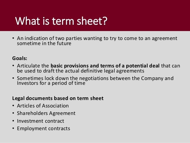 agreement employment exit template and valuation Term sheet