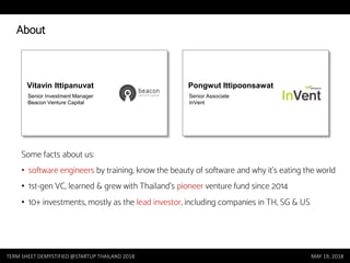 Term Sheet Demystified [Startup Thailand 2018] | PPT
