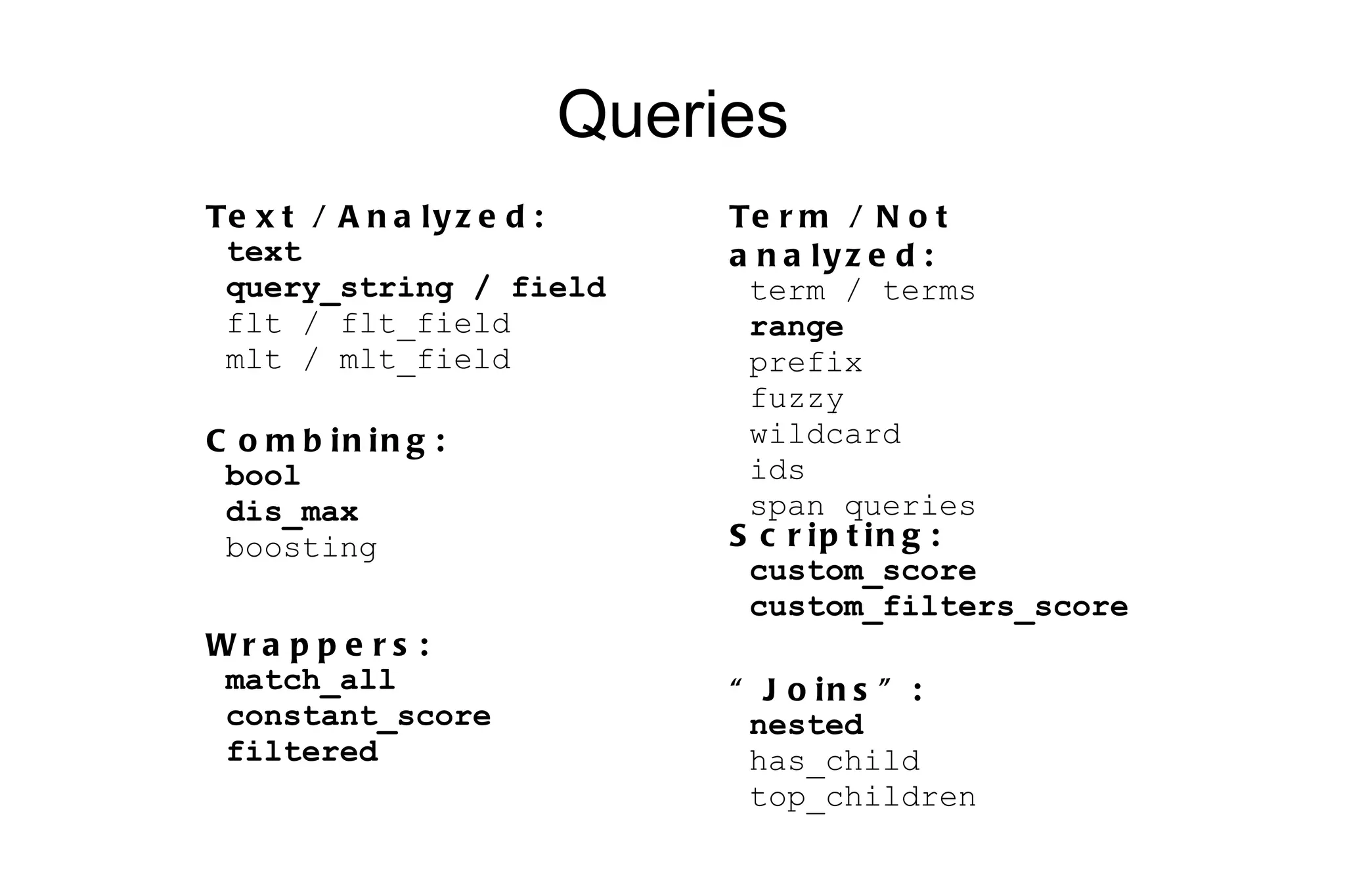 Searching $result = $es->search( # all indices # all types ); 