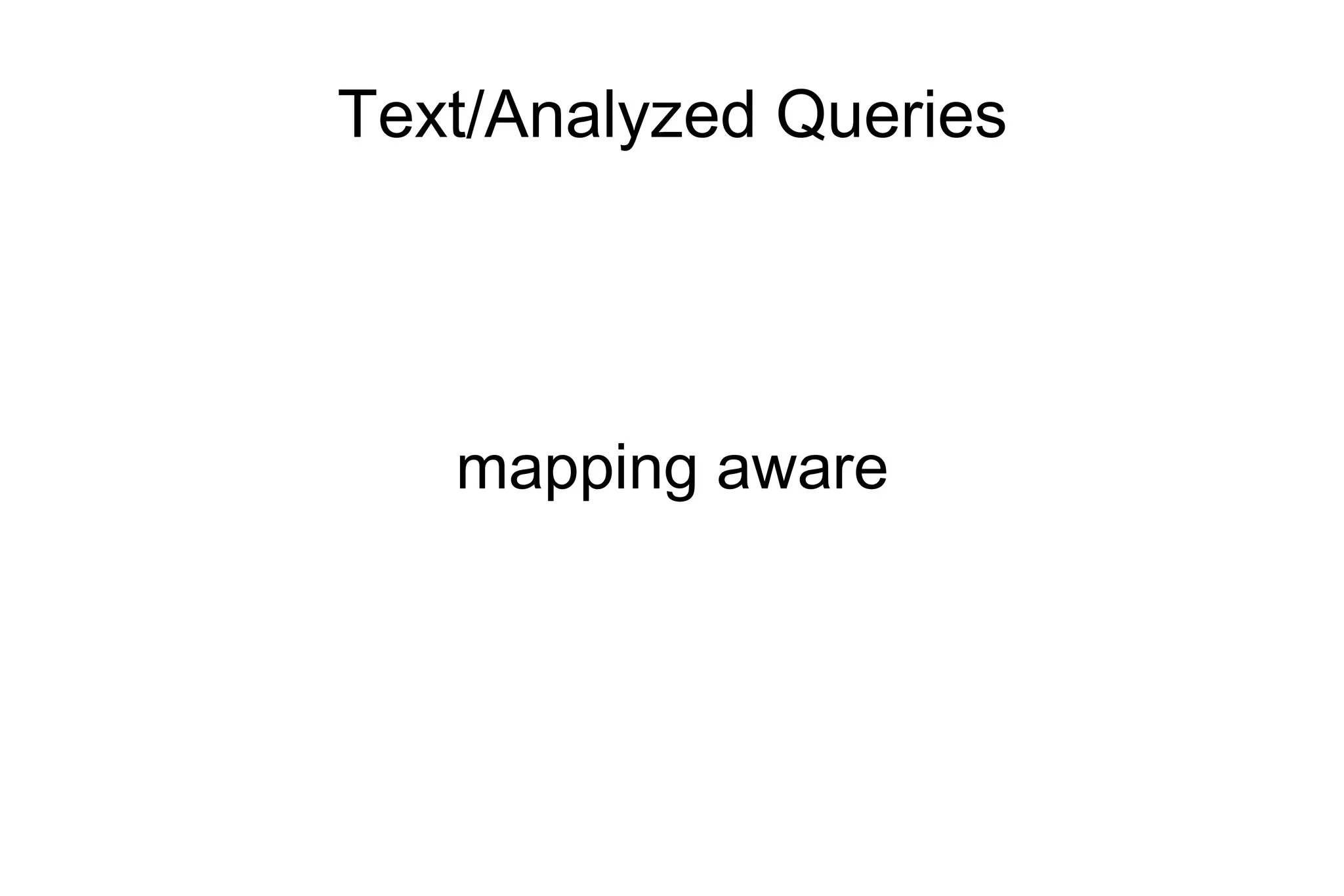 Searching $result = $es->search( index => 'twitter', type => 'tweet', query => { text => { _all => 'foo' }}, ); 