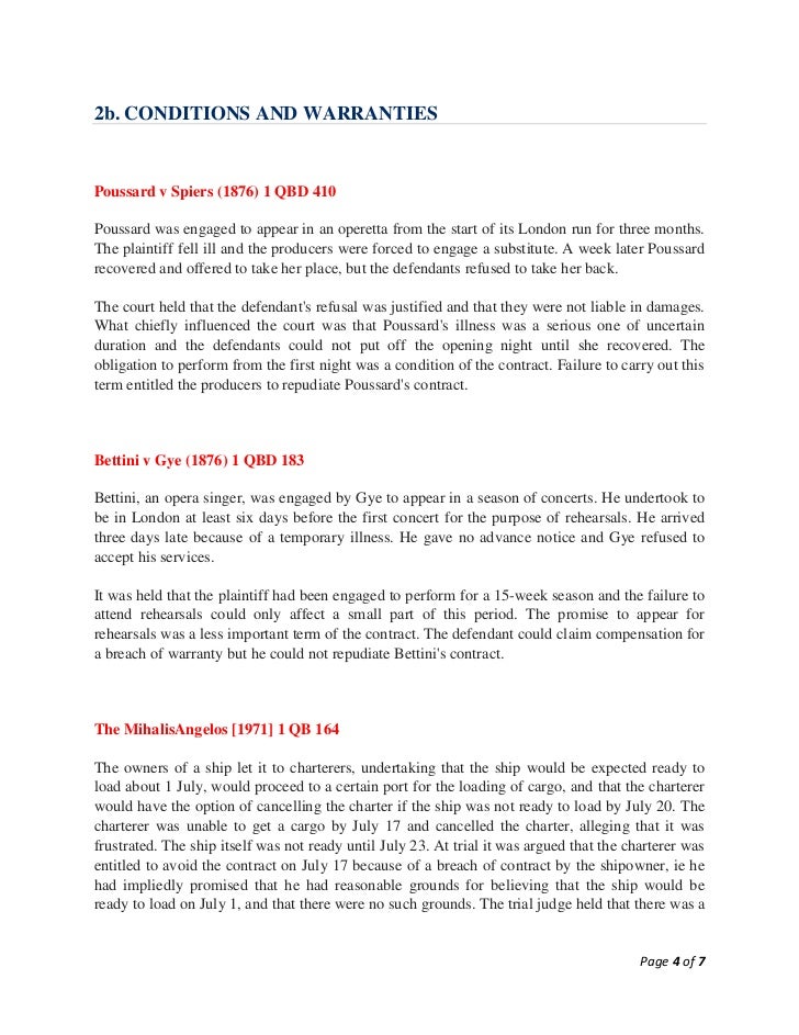 Terms of the contract cases