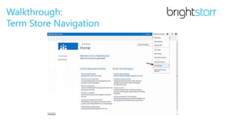 Walkthrough:
Term Store Navigation
 