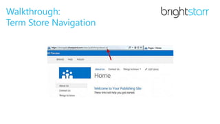 Walkthrough:
Term Store Navigation
 