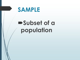 SAMPLE
Subset of a
population