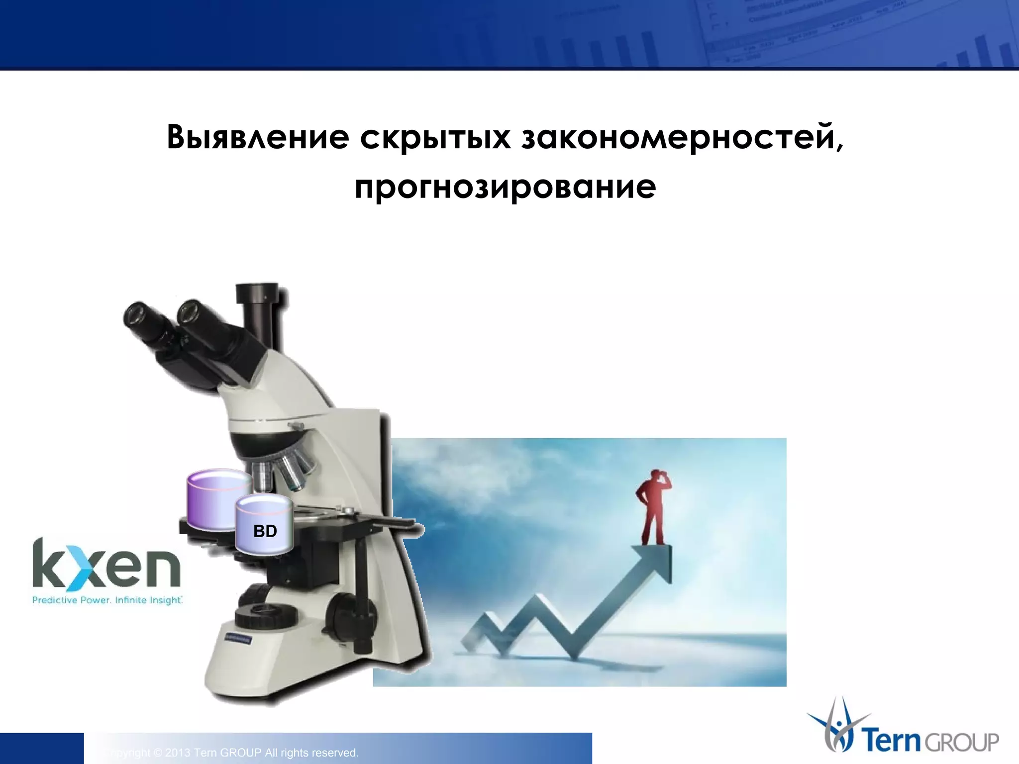 Copyright © 2013 Tern GROUP All rights reserved.
Выявление скрытых закономерностей,
прогнозирование
BD
 