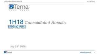 1
1H18 CONSOLIDATED RESULTS JULY 25th 2018
July 25th 2018
1H18 Consolidated Results
 