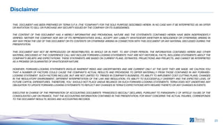 1H 2026 Consolidated Results
23
Disclaimer
THIS DOCUMENT HAS BEEN PREPARED BY TERNA S.P.A. (THE “COMPANY”) FOR THE SOLE PURPOSE DESCRIBED HEREIN. IN NO CASE MAY IT BE INTERPRETED AS AN OFFER
OR INVITATION TO SELL OR PURCHASE ANY SECURITY ISSUED BY THE COMPANY OR ITS SUBSIDIARIES.
THE CONTENT OF THIS DOCUMENT HAS A MERELY INFORMATIVE AND PROVISIONAL NATURE AND THE STATEMENTS CONTAINED HEREIN HAVE BEEN INDEPENDENTLY
VERIFIED. NEITHER THE COMPANY NOR ANY OF ITS REPRESENTATIVES SHALL ACCEPT ANY LIABILITY WHATSOEVER (WHETHER IN NEGLIGENCE OR OTHERWISE) ARISING IN
ANY WAY FROM THE USE OF THIS DOCUMENT OR ITS CONTENTS OR OTHERWISE ARISING IN CONNECTION WITH THIS DOCUMENT OR ANY MATERIAL DISCUSSED DURING THE
PRESENTATION.
THIS DOCUMENT MAY NOT BE REPRODUCED OR REDISTRIBUTED, IN WHOLE OR IN PART, TO ANY OTHER PERSON. THE INFORMATION CONTAINED HEREIN AND OTHER
MATERIAL DISCUSSED AT THE CONFERENCE CALL MAY INCLUDE FORWARD-LOOKING STATEMENTS THAT ARE NOT HISTORICAL FACTS, INCLUDING STATEMENTS ABOUT THE
COMPANY’S BELIEFS AND EXPECTATIONS. THESE STATEMENTS ARE BASED ON CURRENT PLANS, ESTIMATES, PROJECTIONS AND PROJECTS, AND CANNOT BE INTERPRETED
AS A PROMISE OR GUARANTEE OF WHATSOEVER NATURE.
HOWEVER, FORWARD-LOOKING STATEMENTS INVOLVE INHERENT RISKS AND UNCERTAINTIES AND ARE CURRENT ONLY AT THE DATE THEY ARE MADE. WE CAUTION YOU
THAT A NUMBER OF FACTORS COULD CAUSE THE COMPANY’S ACTUAL RESULTS AND PROVISIONS TO DIFFER MATERIALLY FROM THOSE CONTAINED IN ANY FORWARD-
LOOKING STATEMENT. SUCH FACTORS INCLUDE, BUT ARE NOT LIMITED TO: TRENDS IN COMPANY’S BUSINESS, ITS ABILITY TO IMPLEMENT COST-CUTTING PLANS, CHANGES
IN THE REGULATORY ENVIRONMENT, DIFFERENT INTERPRETATION OF THE LAW AND REGULATION, ITS ABILITY TO SUCCESSFULLY DIVERSIFY AND THE EXPECTED LEVEL OF
FUTURE CAPITAL EXPENDITURES. THEREFORE, YOU SHOULD NOT PLACE UNDUE RELIANCE ON SUCH FORWARD-LOOKING STATEMENTS. TERNA DOES NOT UNDERTAKE ANY
OBLIGATION TO UPDATE FORWARD-LOOKING STATEMENTS TO REFLECT ANY CHANGES IN TERNA’S EXPECTATIONS WITH REGARD THERETO OR ANY CHANGES IN EVENTS.
EXECUTIVE IN CHARGE OF THE PREPARATION OF ACCOUNTING DOCUMENTS “FRANCESCO BECCALI” DECLARES, PURSUANT TO PARAGRAPH 2 OF ARTICLE 154-BIS OF THE
CONSOLIDATED LAW ON FINANCE, THAT THE ACCOUNTING INFORMATION CONTAINED IN THIS PRESENTATION, FOR WHAT CONCERNS THE ACTUAL FIGURES, CORRESPONDS
TO THE DOCUMENT RESULTS, BOOKS AND ACCOUNTING RECORDS.
 