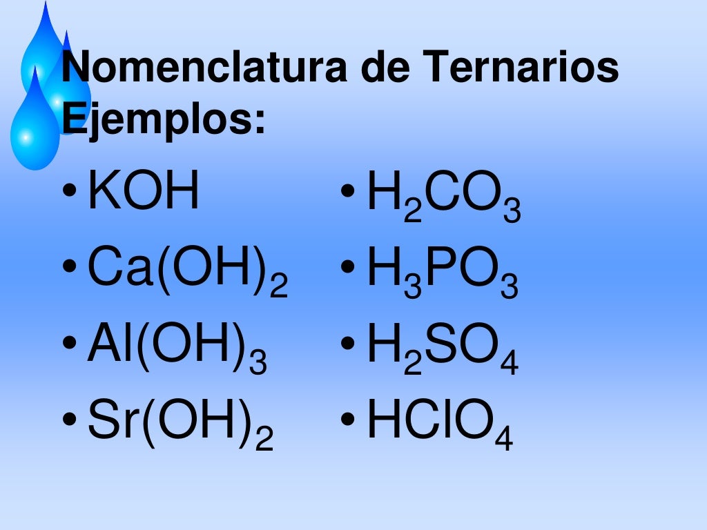 Nomenclatura Compuestos Ternarios Nomenclatura Compuestos Ternarios