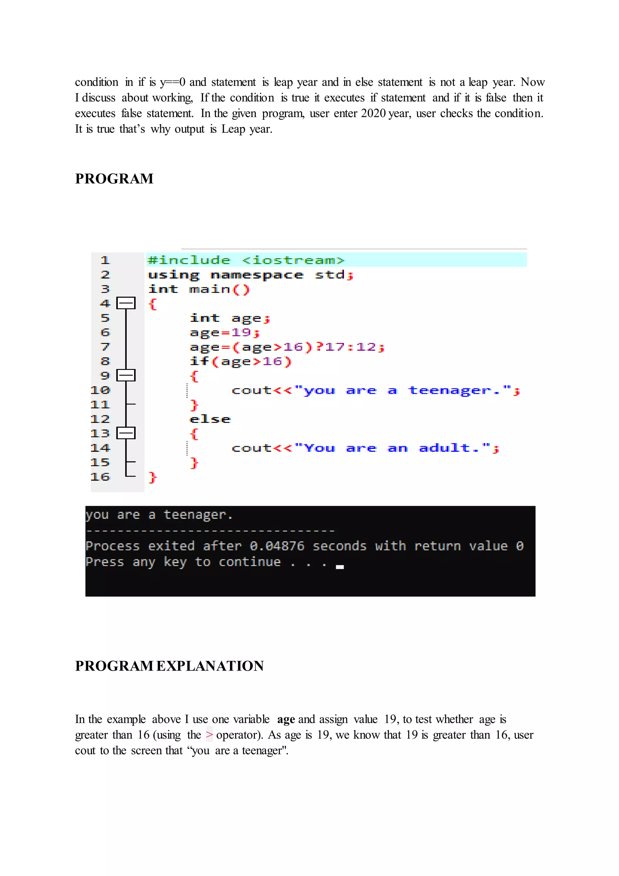 Ternary operator | PDF