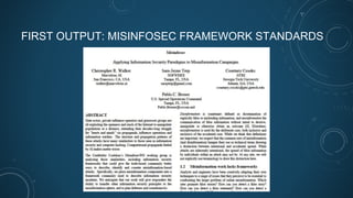 FIRST OUTPUT: MISINFOSEC FRAMEWORK STANDARDS
 