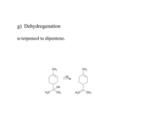 g) Dehydrogenation
α-terpeneol to dipentene.
 