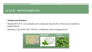 Peppermint Compound Terpenoids PPT. - Terpenes - Natural Products Chemistry | PPTX