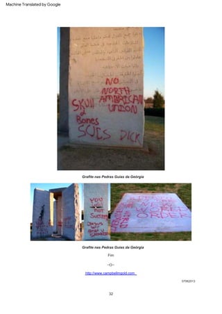 Grafite nas Pedras Guias da Geórgia
Fim
http://www.campbellmgold.com
32
Grafite nas Pedras Guias da Geórgia
--()--
07062013
Machine Translated by Google
 