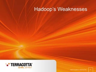 © 2013 Terracotta Inc. 7
7© 2013 Terracotta Inc. | Internal Use Only
Hadoop’s Weaknesses
 