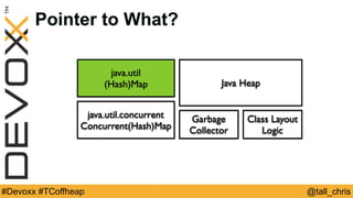 @tall_chris#Devoxx #TCoffheap
Pointer to What?
java.util
(Hash)Map
java.util.concurrent
Concurrent(Hash)Map
Java Heap
Garbage
Collector
Class Layout
Logic
 