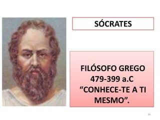 29SÓCRATES FILÓSOFO GREGO 479-399 a.C “CONHECE-TE A TI MESMO”.