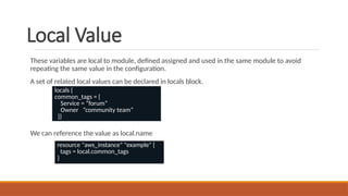 Primary Server Local Values Example Introduction to basics of Terraform.pptx