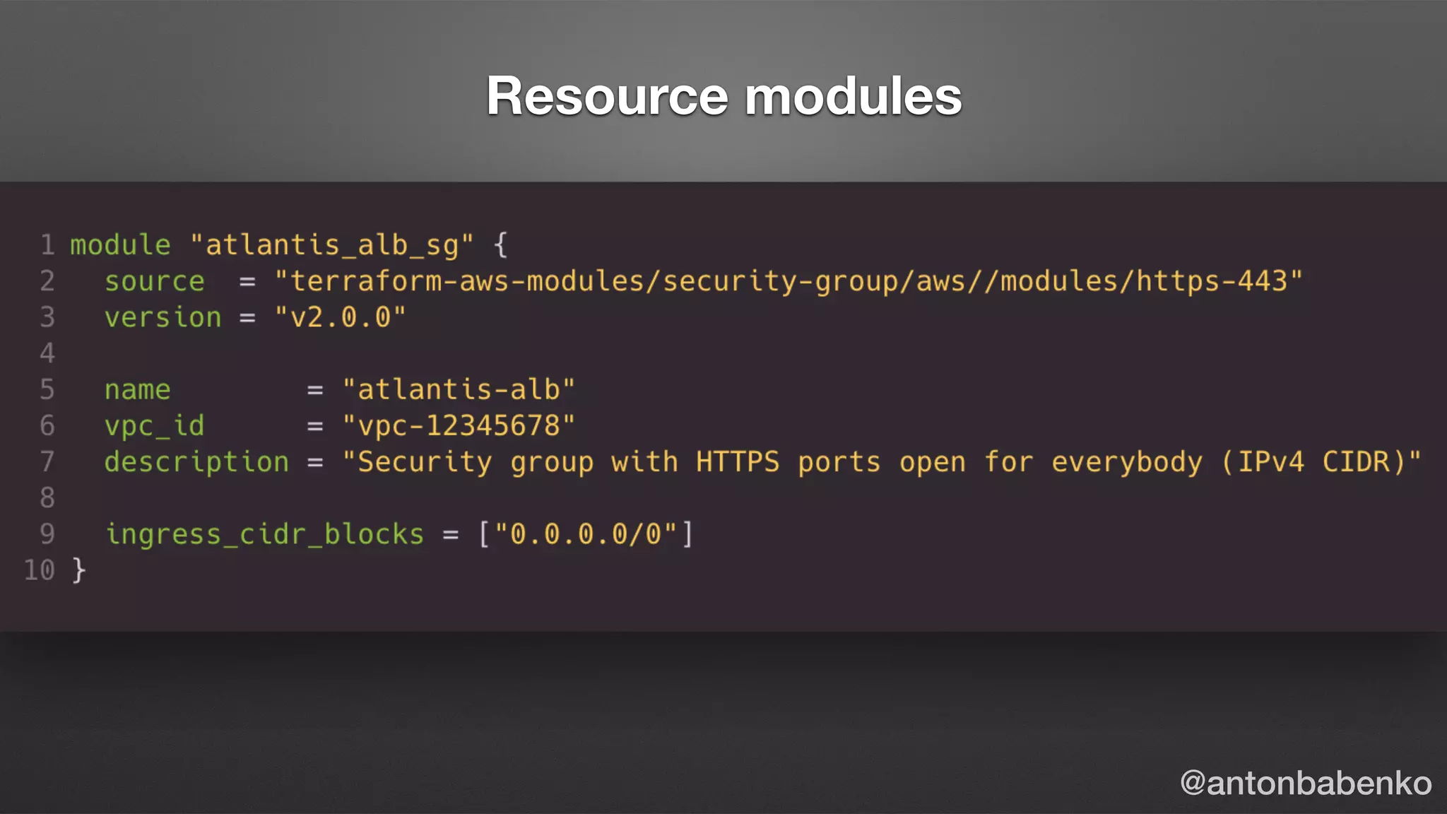 Resource modules
@antonbabenko
 