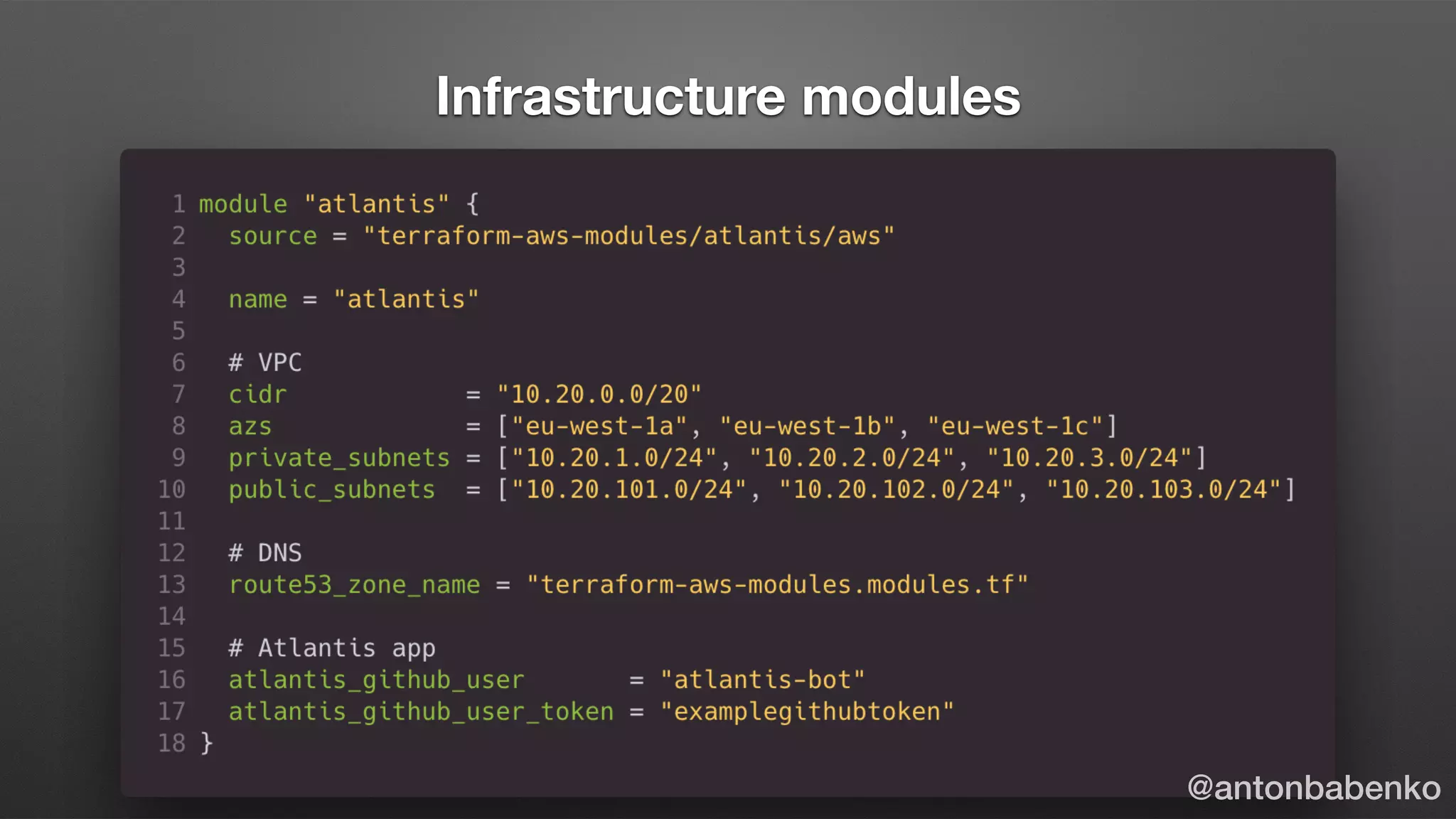 Infrastructure modules
@antonbabenko
 