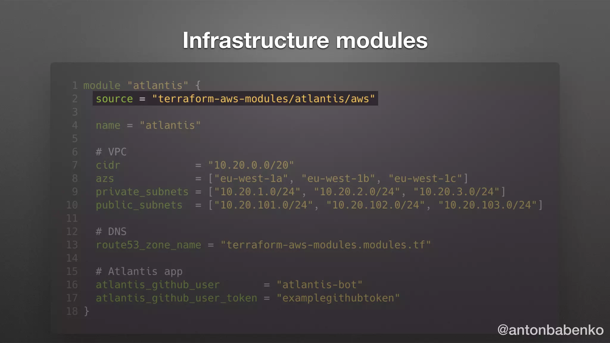 Infrastructure modules
@antonbabenko
 