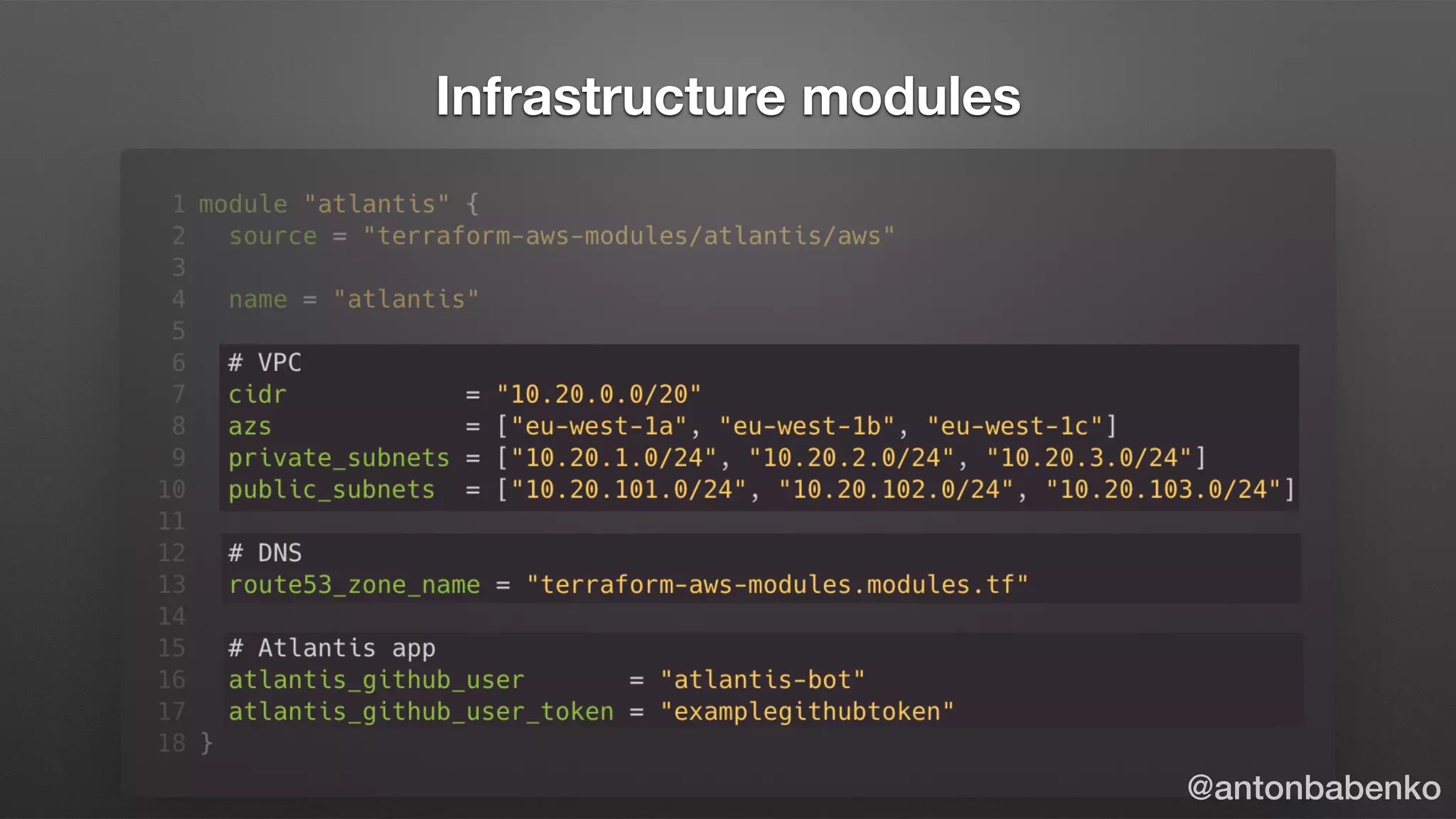 Infrastructure modules
@antonbabenko
 