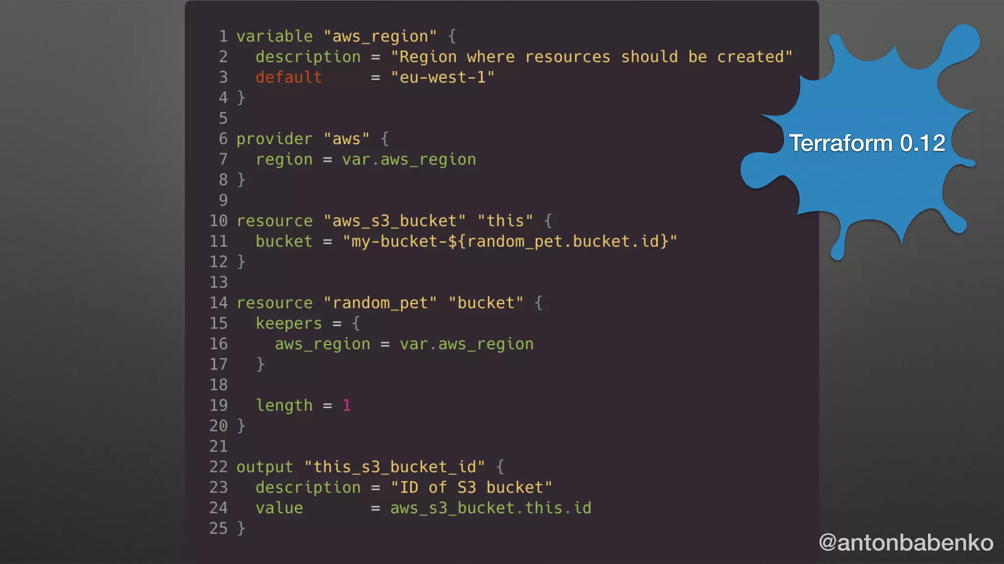 Terraform 0.12
@antonbabenko
 