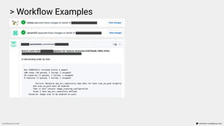 > Workﬂow Examples
Compliance as Code terraform-compliance.com
 