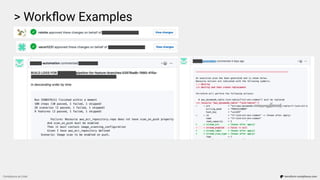 > Workﬂow Examples
Compliance as Code terraform-compliance.com
 