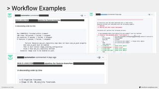 > Workﬂow Examples
Compliance as Code terraform-compliance.com
 