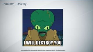 Vienna Kubernauts, Überblick über Infrastructure as Code mit Terraform | Harald Schmaldienst
Terraform - Destroy
 