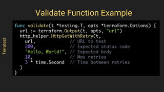 Terratest
Validate Function Example
 