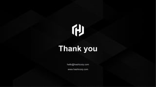 www.hashicorp.com
hello@hashicorp.com
Thank you
 