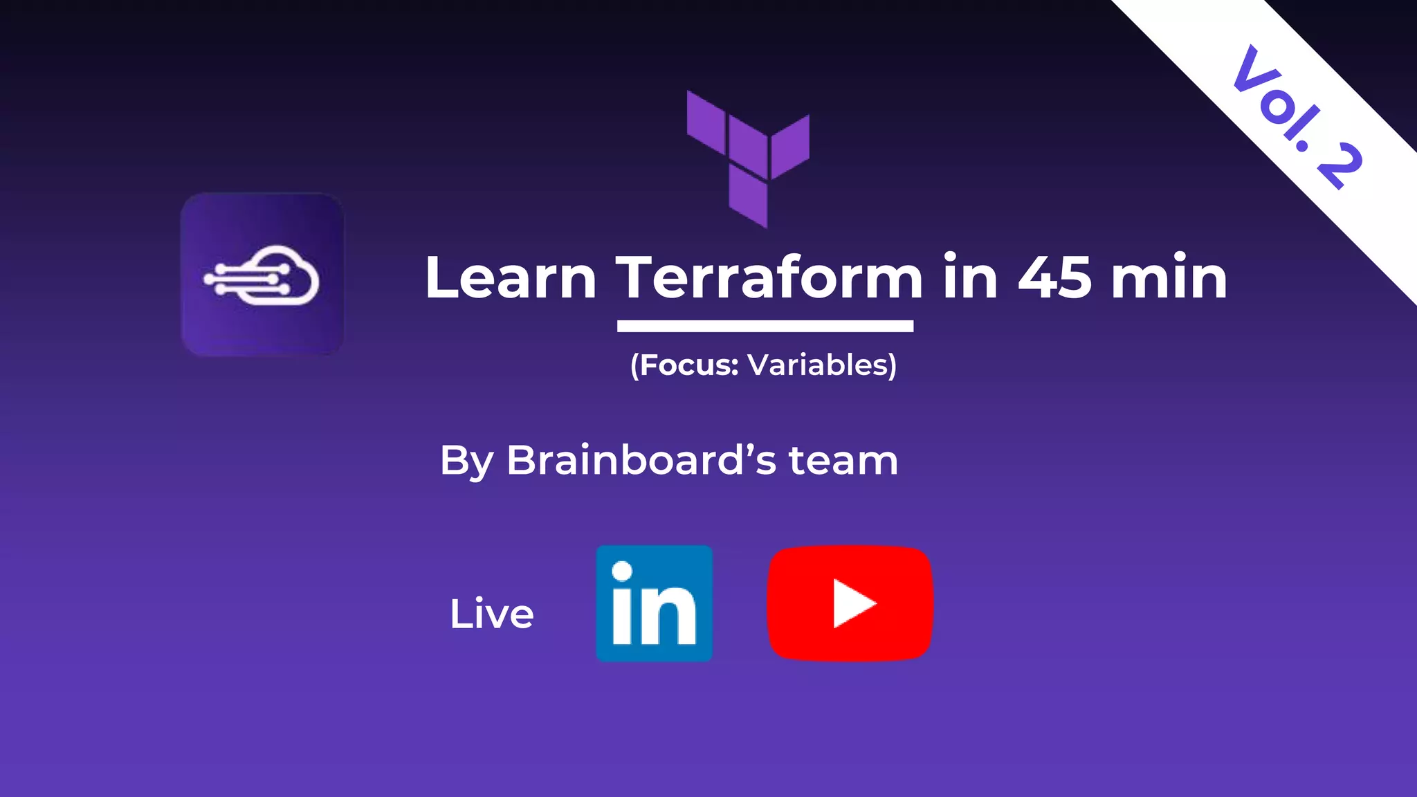 Live
Learn Terraform in 45 min
By Brainboard’s team
(Focus: Variables)
 