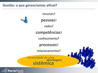 Contexto de GC: identificação dos conhecimentos críticos


                                Temas / conhecimentos
                               relevantes para o negócio


                                Áreas de conhecimento
                                      do negócio

                              Taxonomia de conhecimentos
                                    organizacionais

                                 Áreas de conhecimento
                                       priorizadas
                                (conhecimentos críticos)
 