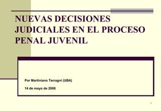 1 NUEVAS DECISIONES JUDICIALES EN EL PROCESO PENAL JUVENIL 	Por Martiniano Terragni (UBA) 	14 de mayo de 2008 